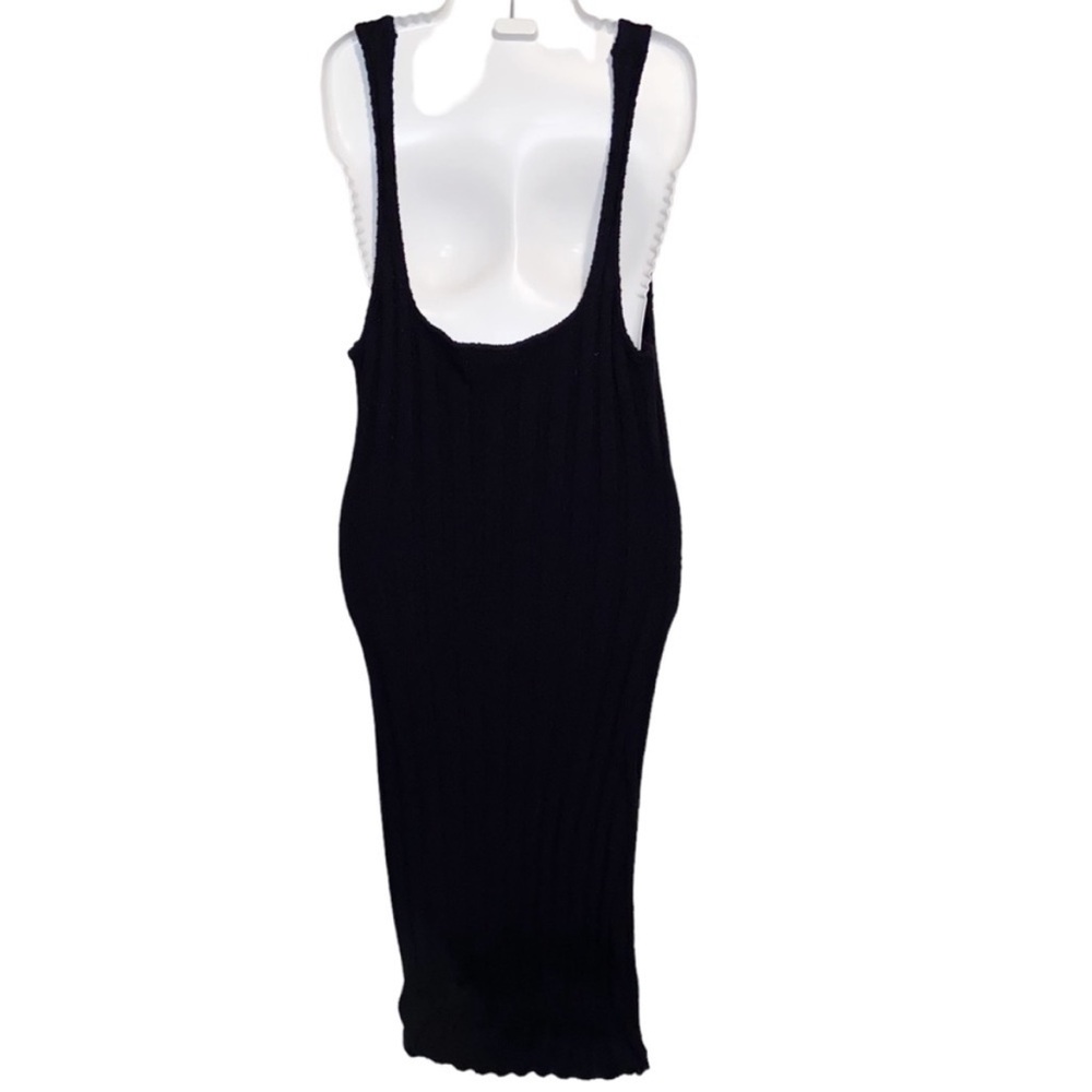Free People Beach Santos Knit Sweater Midi Dress Womens Large Boho Ribbed Black - Picture 6 of 15